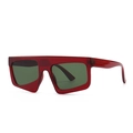 Vintage oversized flat top sunglasses in translucent burgundy with dark green lenses - Wine Red Frame Dark Green Lens (C6)