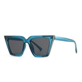 Gafas de sol de ojo de gato azules modernas con montura geométrica translúcida y lentes - C4 Montura Azul Lentes Gris Negro