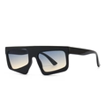 Oversized flat top square sunglasses with black frame and blue-yellow gradient lenses - Black Frame Blue Yellow Gradient Lens (C7)