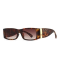 Square tortoise shell sunglasses with quilted temples and gradient brown lenses - Leopard Print