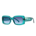 Gafas de sol cuadradas en color verde azulado transparente con lentes en degradado - Cian (C2 Cian Azul Degradado)