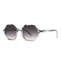 Lunettes de soleil rétro hexagonales à rayures avec verres dégradés gris au style tendance - Rayures de Zèbre (C4 Noir Blanc Double Gris)