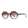 Retro tortoise shell hexagonal sunglasses with brown gradient lenses for street fashion - Leopard (C5 Leopard Double Tan)