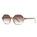Lunettes de soleil hexagonales rétro ambre avec verres dégradés marron et rivets - Thé (C2 Thé Double Thé)