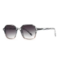 Gafas de sol retro hexagonales de gran tamaño con patrón de cebra y lentes grises - Montura a Rayas Blanco y Negro Lentes Gris Doble (C5)