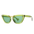 Transparente grasgrüne Cat-Eye-Sonnenbrille mit gewelltem goldenem Metallsteg für Damen - Transparenter Grüner Rahmen Grüne Gläser