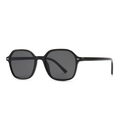 Retro black hexagonal anti-blue light glasses with silver rivet accents at 45 degree angle - Bright Black Frame Dark Gray Lens (C1)