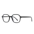 Retro black hexagonal anti-blue light glasses with metal rivet detail on frame - Black Frame Transparent Lens (C6)