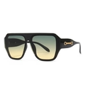 Lunettes de soleil aviateur rétro à monture noire et verres dégradés vert-jaune mixtes - Monture Noire Jaune Vert Dégradé