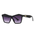 Cat eye sunglasses in shiny black frame with gradient purple lenses and gold accents - Black Frame Purple Gradient Lens