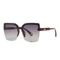 Square gradient sunglasses in dark wine red frame with silver metal temple accents - Red Gradient Grey (C6 Red Grey)