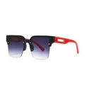 Square oversized sunglasses with black frame, red temples and purple gradient lenses - Black Red Double Grey
