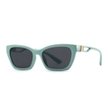 Mint green cat-eye sunglasses with hollow metal temples and dark polarized lenses - Green Black Grey (C5)