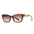 Retro cat-eye tortoiseshell sunglasses with brown gradient lenses and gold metal temple detail - Leopard Double Tan (C2)