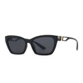 Modern cat-eye sunglasses for women with black frames and hollow gold metal temples - Black (C1)