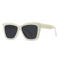 Modische Cat-Eye-Sonnenbrille mit elfenbeinweißem Rahmen und dunkelgrauen Gläsern - Beige Schwarz Grau