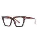 Chic tortoiseshell cat-eye glasses with geometric frame and silver metal accents - Leopard Print