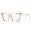 Moderne Cat-Eye Brille in transparentem Champagner mit dunklen Metallakzenten am Rand - Hellrosa
