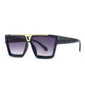Sonnenbrille mit blauem Marmorrahmen, lila Verlaufsgläsern und goldenem Metallsteg - Blau (C6 Blau Doppelgrau)