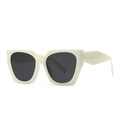 Modern cream white square sunglasses with deep gray lenses and thick frame design - Beige Black Grey