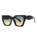 Chic oversized geometric sunglasses with black frame and colorful gradient lenses - Black Yellow Green Gradient