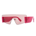 Lunettes de soleil bouclier rose vif oversize avec verre monobloc futuriste - rose vif