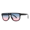 Oversized black frame sunglasses with metal rivets and blue to pink gradient lenses - Black Frame Blue Pink Gradient Lens (C3)