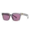 Chic transparent grey square frame sunglasses with purple lenses and gold metal trim - Grey Frame / Violet Lens (C6)