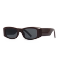 Retro narrow rectangle sunglasses with thick dark brown frames and grey lenses - Dark Red Black Grey (C4)
