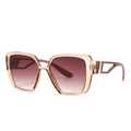 Modern cat-eye sunglasses with champagne translucent frames and gradient brown lenses - Light Tan Gradual Red (C6)