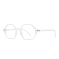 Lunettes hexagonales anti-lumière bleue avec monture transparente moderne en vue latérale - Blanc Transparent (C3 Blanc Transparent)