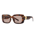 Modern square marble-patterned sunglasses in tortoise finish with gold metal details - C3 Leopard Frame Light Pink Lens