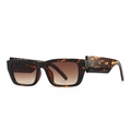 Vintage rectangular sunglasses with tortoiseshell frame and gradient brown lenses - Leopard Double Tan (C7 Leopard Double Tan)