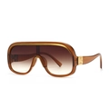 Retro Schild-Sonnenbrille in Bernstein mit Oversize-Rahmen und goldenen Metalldetails - Bernstein-Rahmen mit doppelten braunen Gläsern (C3)