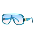 Übergroße Verlaufs-Sonnenbrille mit silbernem Akzent und blauem transparentem Rahmen - Blauer Rahmen Blau-Rosa Verlaufsgläser (C2 Blau-Rosa Verlauf)