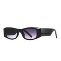 Moderne rechteckige schwarze Sonnenbrille mit lila Verlaufsgläsern für Damenmode - Schwarz Doppel Grau (C6)