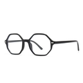 Lunettes hexagonales anti-lumière bleue avec monture noire polie et accents argentés - Noir et Blanc (C6 Noir et Blanc)