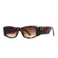 Retro slim rectangular sunglasses featuring tortoiseshell frames and brown gradient lenses - Leopard / Double Tan (C7)