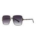 Retro square sunglasses with dark grey gradient lenses and gold sphere hinge detail - Gunmetal Double Grey