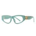 Occhiali cat-eye verde menta moderni con logo in metallo dorato sulle cerniere - Verde