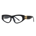 Occhiali anti-luce blu stile cat-eye oversize con montatura nera e dettagli dorati - Nero