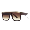 Lunettes de soleil oversize à haut plat avec verres dégradés bruns et barre dorée - C6 Monture Thé Verre Double Thé