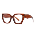 Retro cat-eye blue light blocking glasses in transparent amber brown with wide temples - Brown
