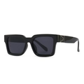 Lunettes de soleil carrées noires brillantes avec détails triangulaires en métal argenté - C3 Noir Argent Noir Gris