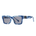 Lunettes de soleil carrées à motif marbre bleu et blanc avec verres gris foncé - C7 Bleu Blanc Gris