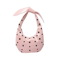 Rosa Hobo-Tasche in Halbmondform mit silbernen Metallösen und geknotetem Henkel - Rosa