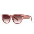 Fashionable matte reddish-brown cat eye sunglasses with gradient brown lenses and wide temples - Light Violet Double Tan (C7)