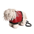 Quirky dog-shaped crossbody bag with red quilted PU leather and white fringe details - White Red
