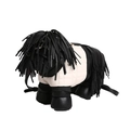 Quilted sheepdog shaped crossbody bag featuring black and white leather fringe details - Black and White