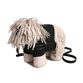 Quilted black sheepdog crossbody bag with white leather tassels and a long strap - White Black
